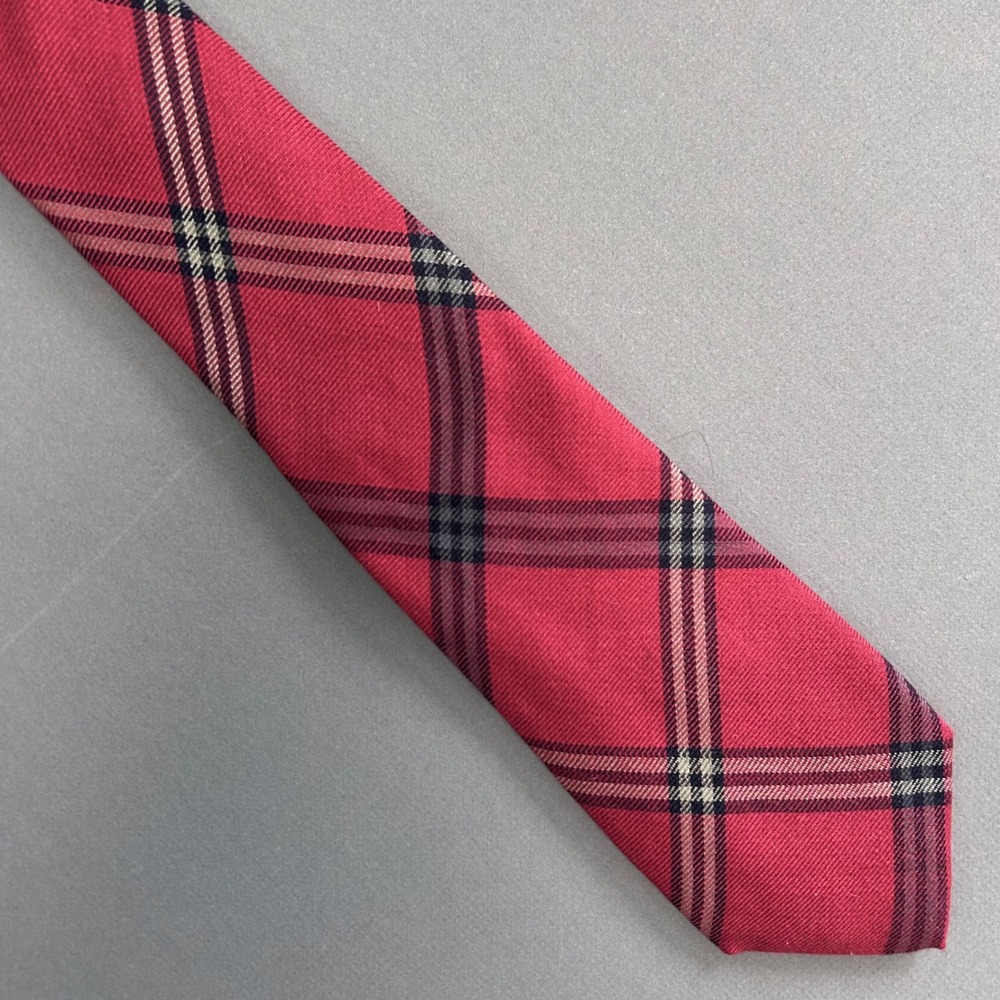 Paul Smith Mens Tie VTG Red Tartan Plaid Silk England Classic Heritage Gentleman